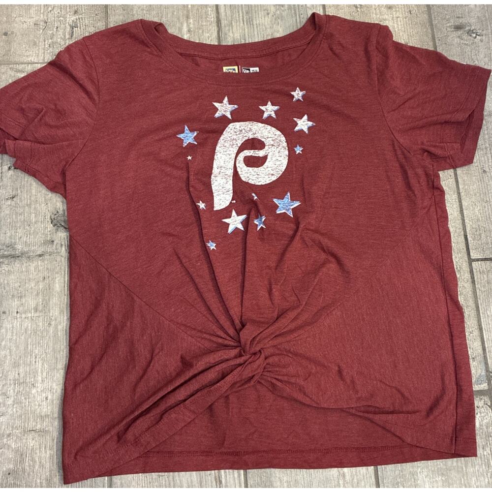 New Era Cooperstown Philadelphia Phillies Women’s Retro Twist Hem Shirt XL